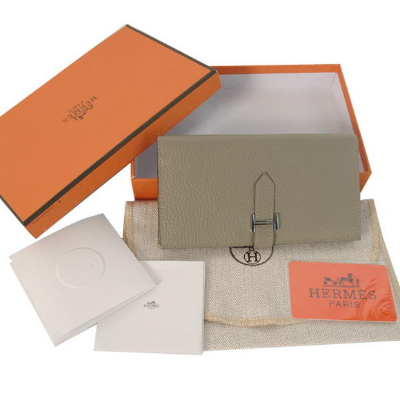 Cheap Fake Hermes Bearn Japonaise Bi-Fold Wallets H208 Grey